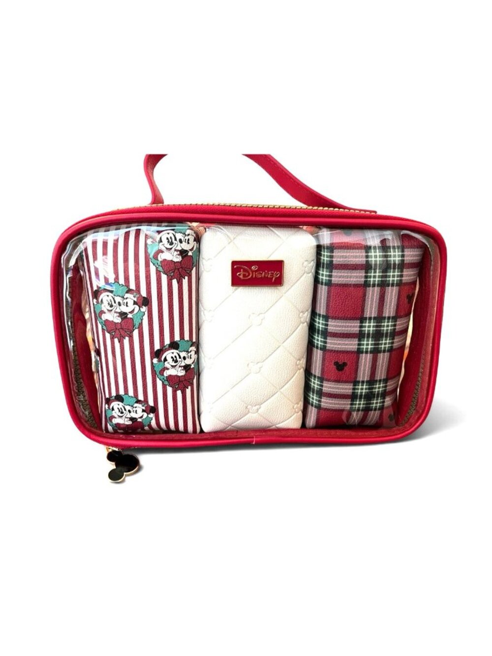 Disney Mickey & Minnie Mouse 4 Piece Christmas Zip Around Cosmetic Bag Gift Set